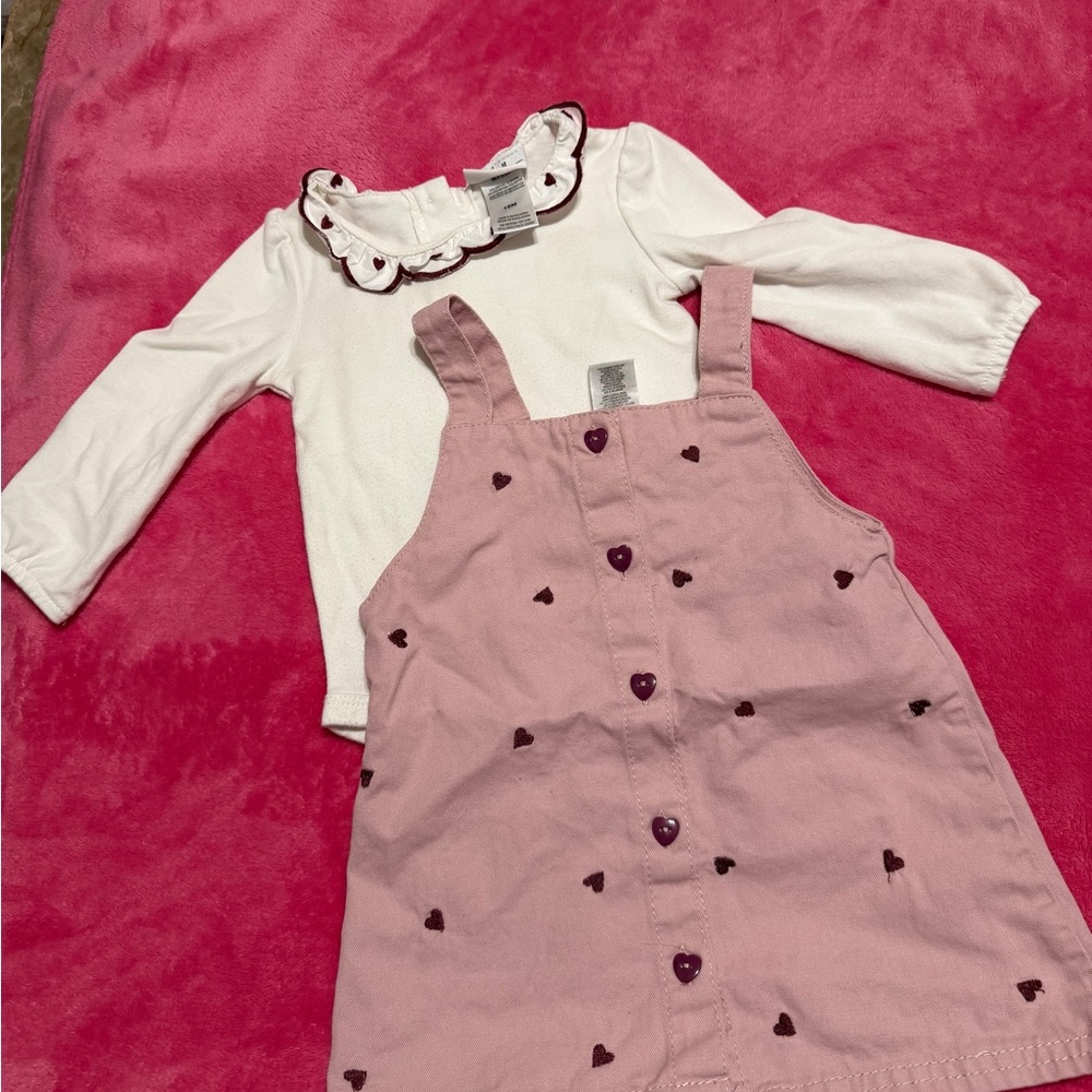 Pink Heart Dress with White Top